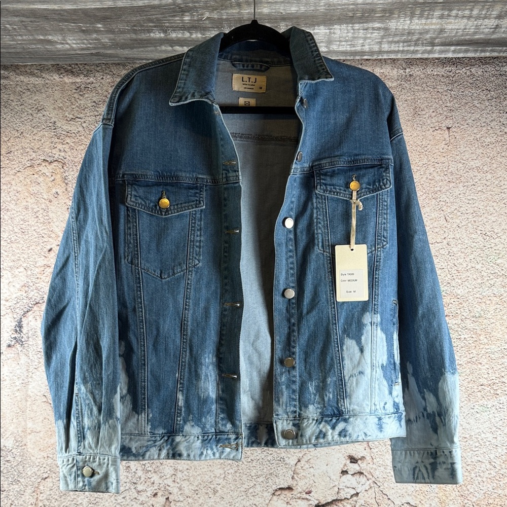 LTJ Letter To Juliet Jean Jacket Size Medium Ombre Dip Tie Dye Denim   C31